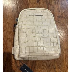 French Connection Croc Embossed Crossbody Sling Bag Ivory NWT Faux Leather Chic